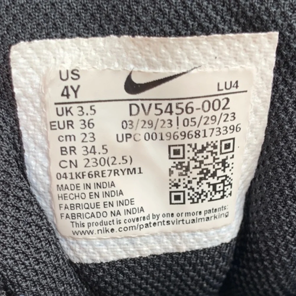 Nike Court Borough Low Recraft Black Leather Sneakers Big Kids' Shoes size 4